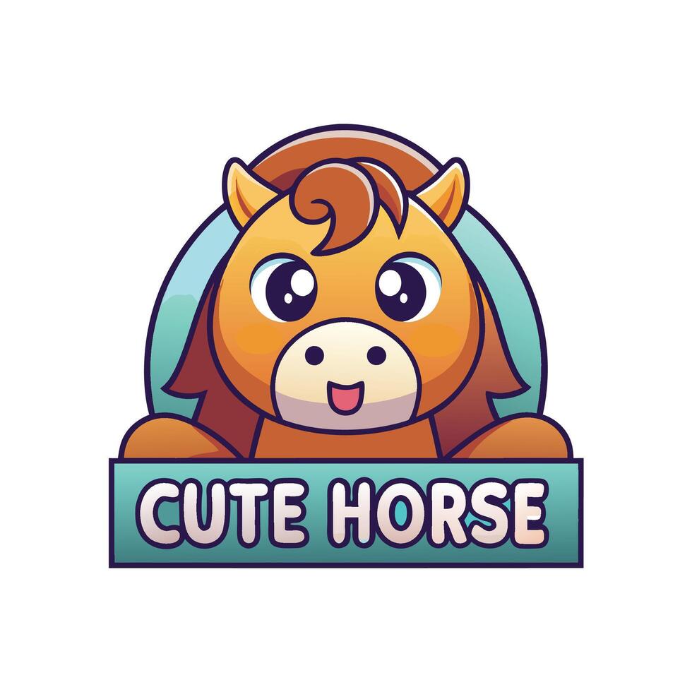 a cute horse logo with the words cute horse vector