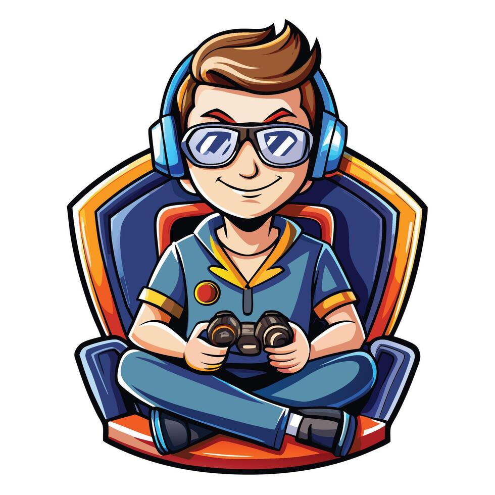 a cartoon character with headphones and a controller vector
