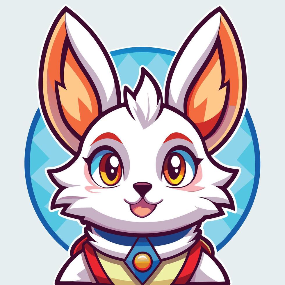 a cartoon rabbit with big ears and a blue shirt vector
