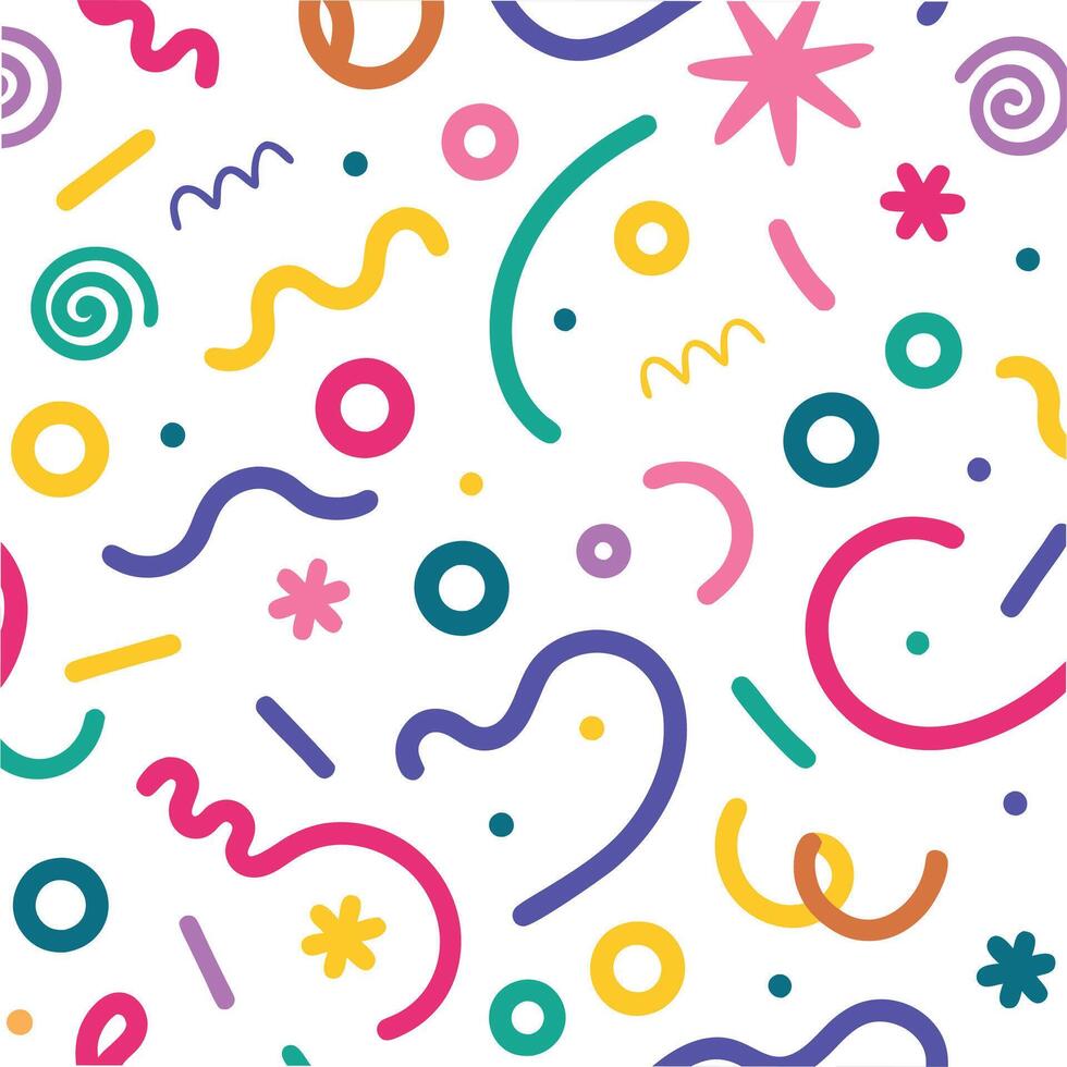 a colorful pattern with various shapes and lines vector