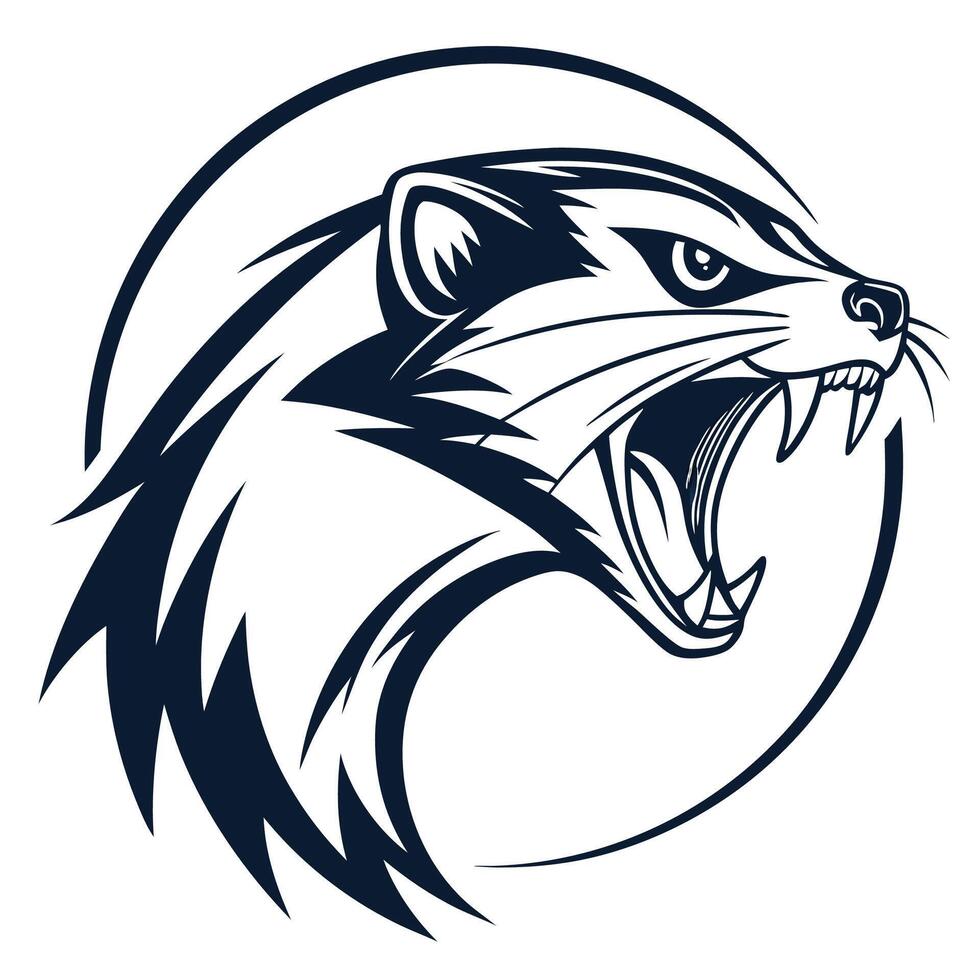an angry ferret head in a circle vector
