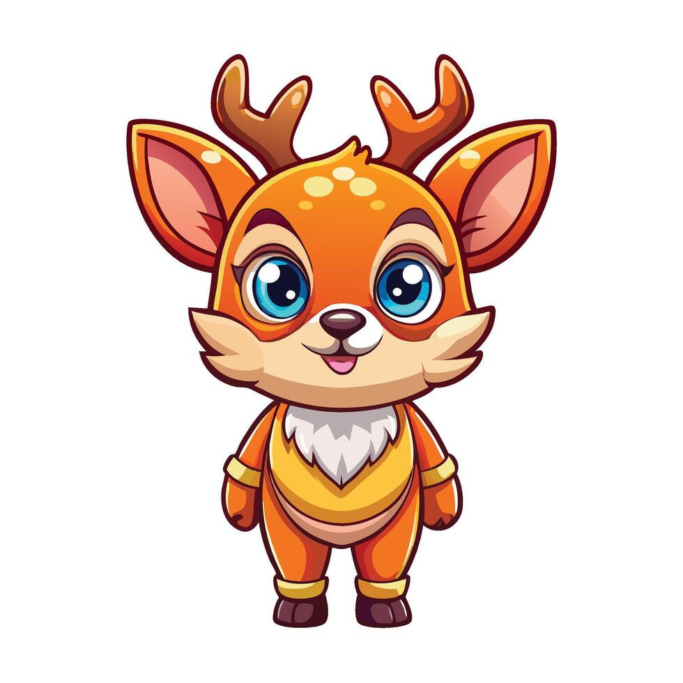cute cartoon deer with big eyes and horns vector