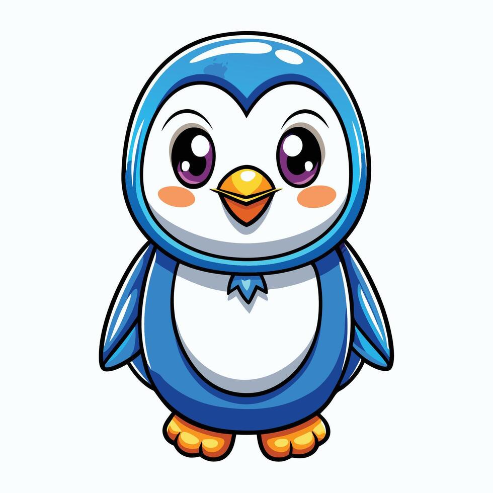 a cartoon penguin with a blue hat vector