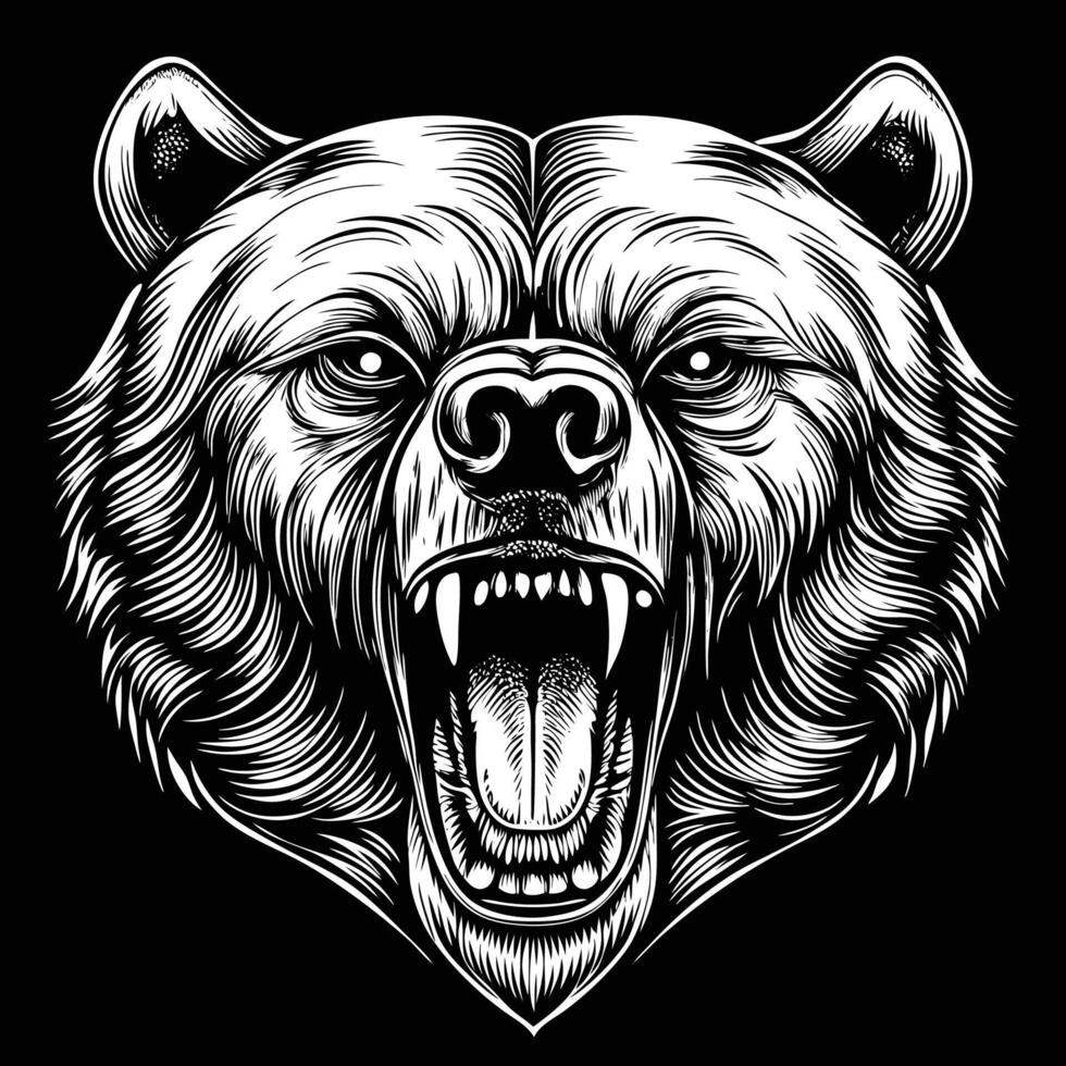 the head of a bear with its mouth open vector