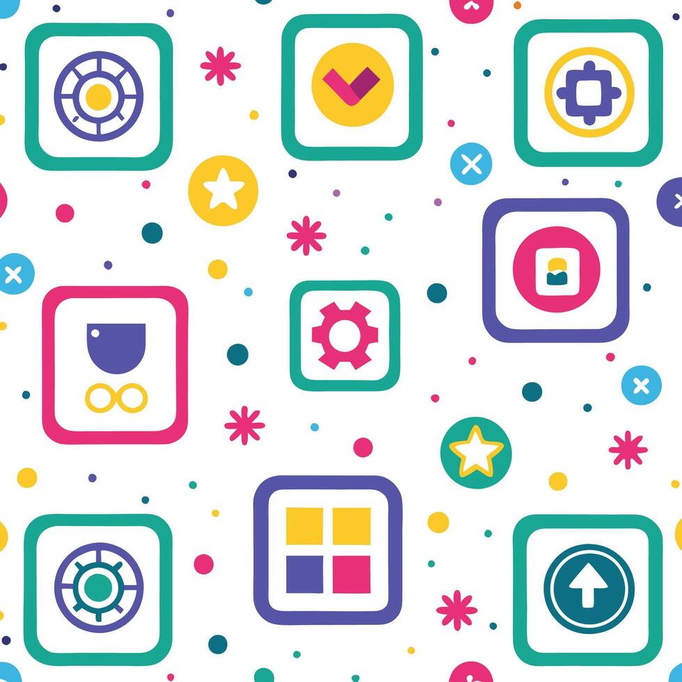 a colorful pattern with icons and icons vector