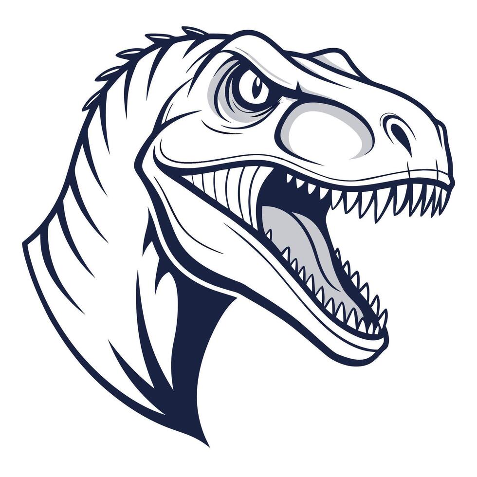 a t - rex head with open mouth vector