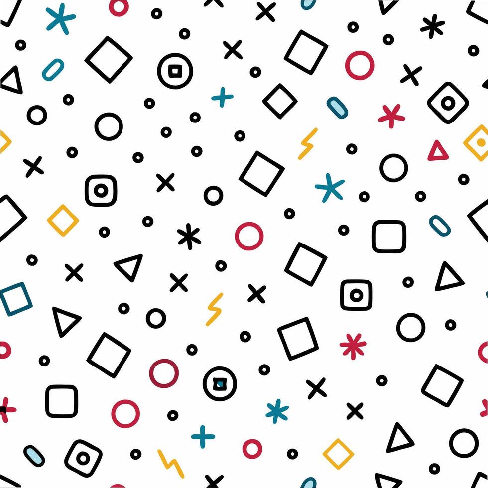 a colorful pattern with geometric shapes and arrows vector