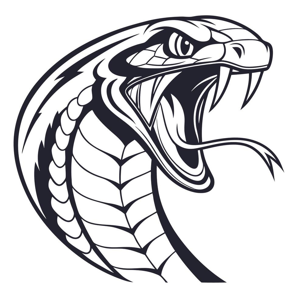 a black and white illustration of a cobra head vector