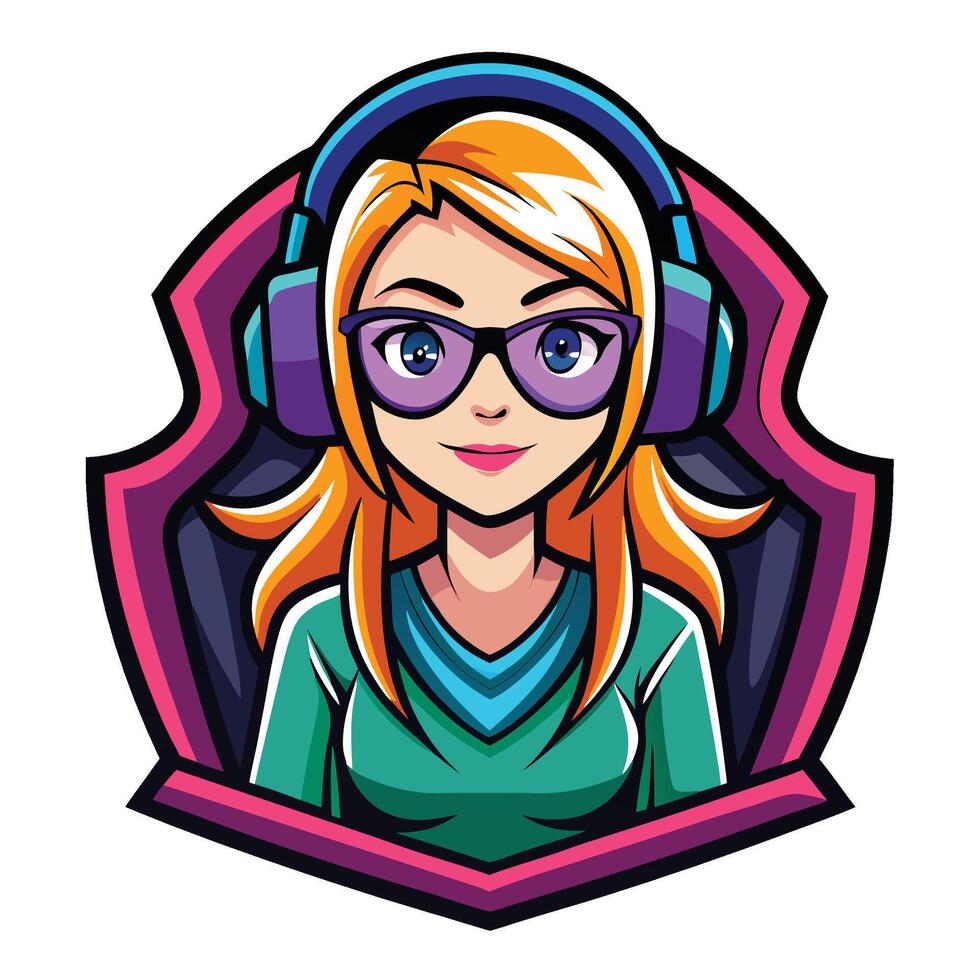 a girl wearing headphones and glasses vector