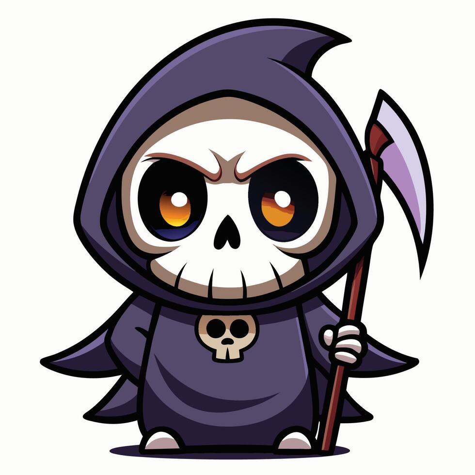 cartoon grim reaper holding a scythe vector