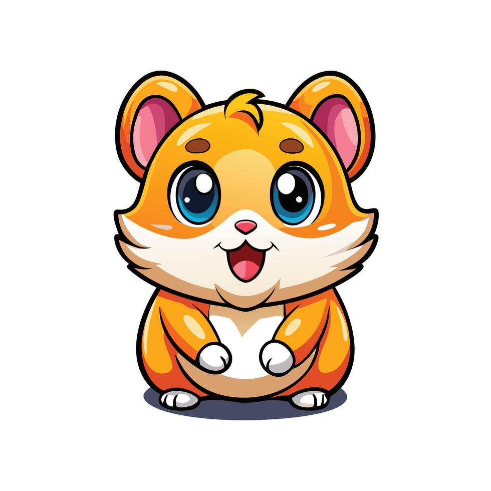 a cartoon hamster sitting on its hind legs vector