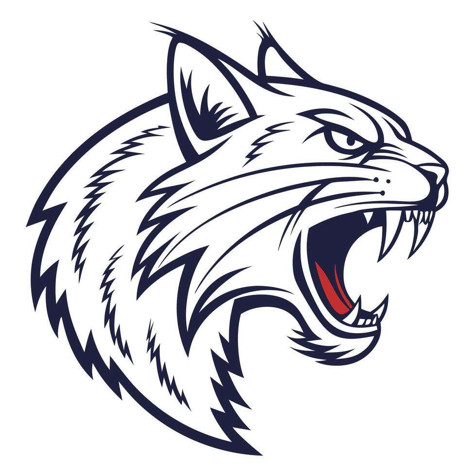 a head of a wild cat with its mouth open vector