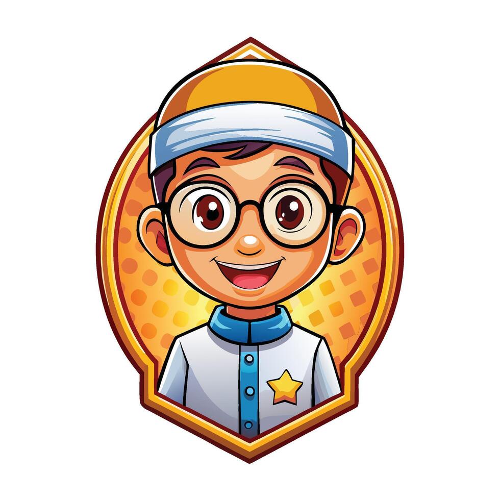 a cartoon boy wearing glasses and a star on his head vector