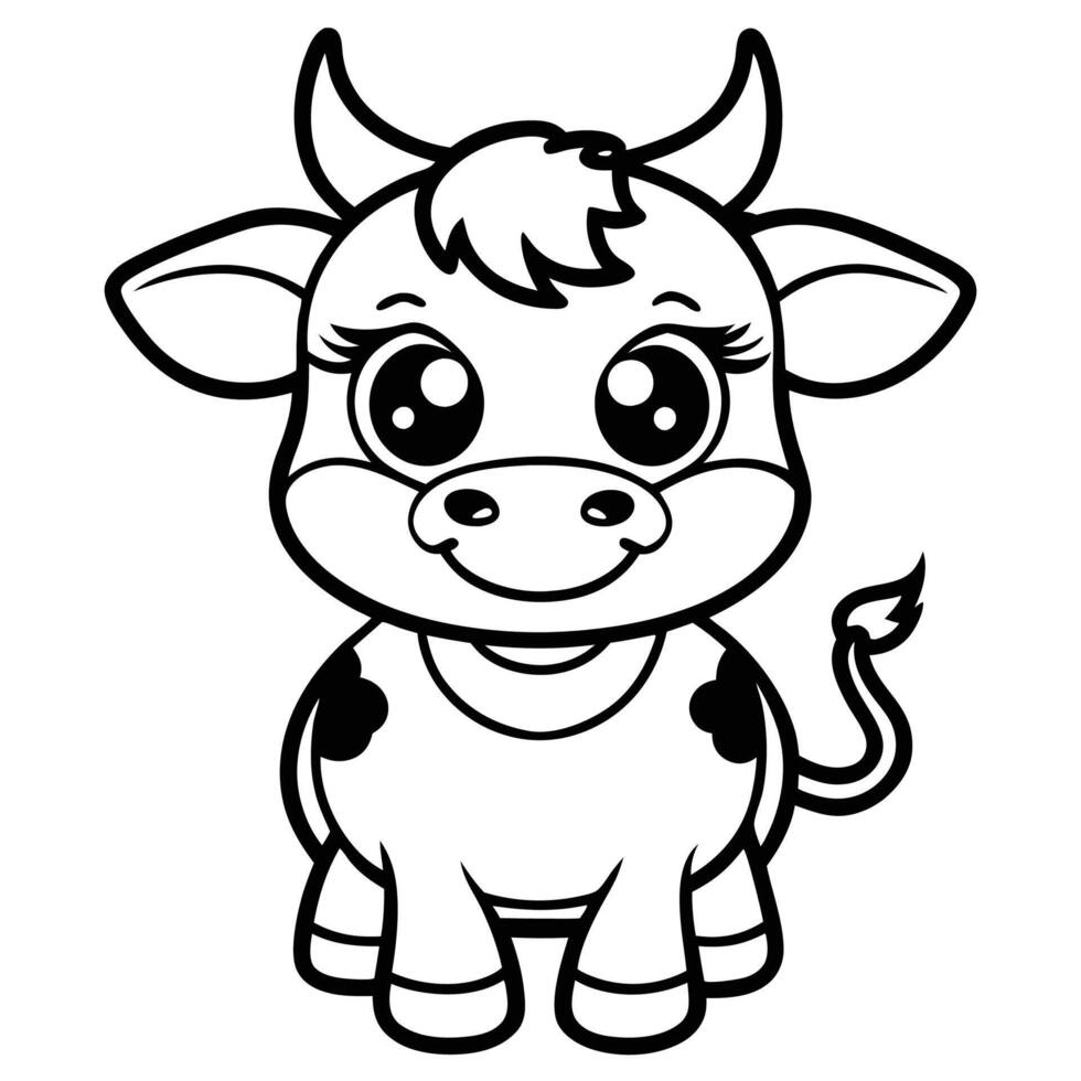 cute cow coloring pages for kids vector