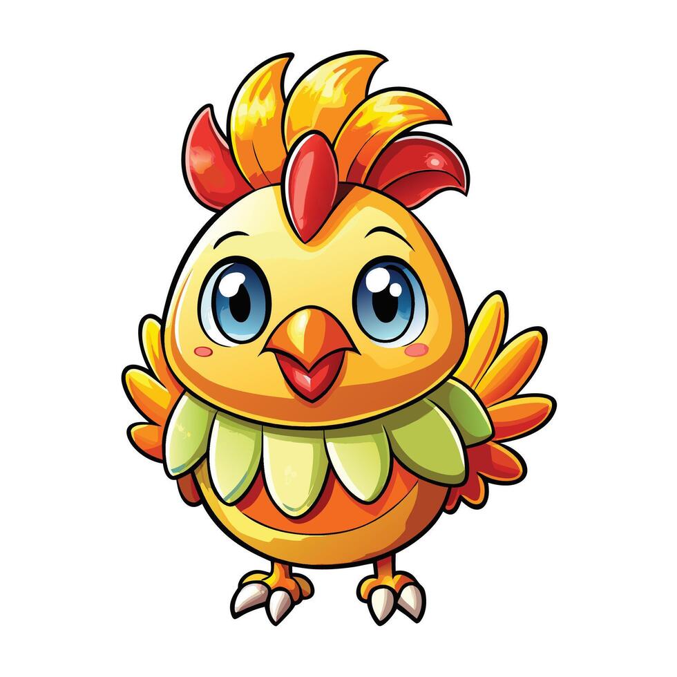 a cartoon chicken with big eyes and a big smile vector