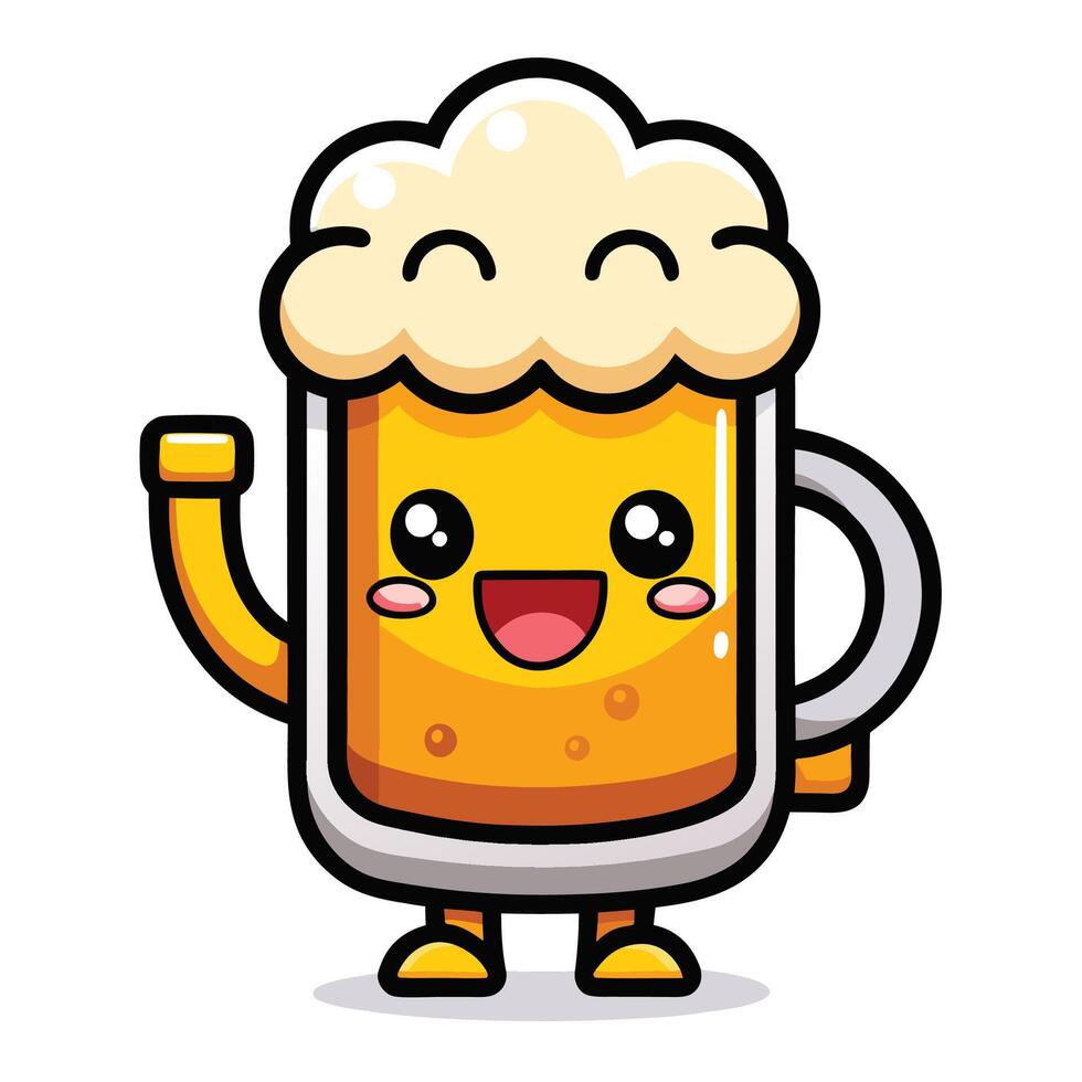 a cartoon beer mug with arms and legs vector