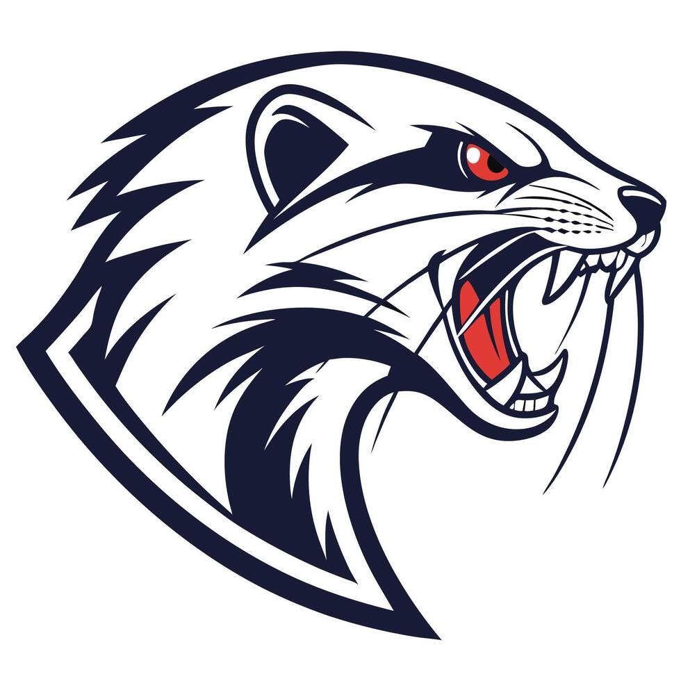 the head of a badger is shown with its mouth open vector