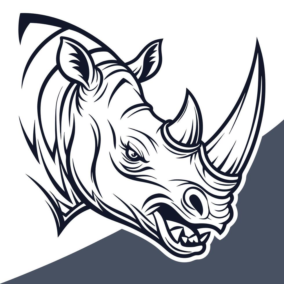 rhino head logo design vector