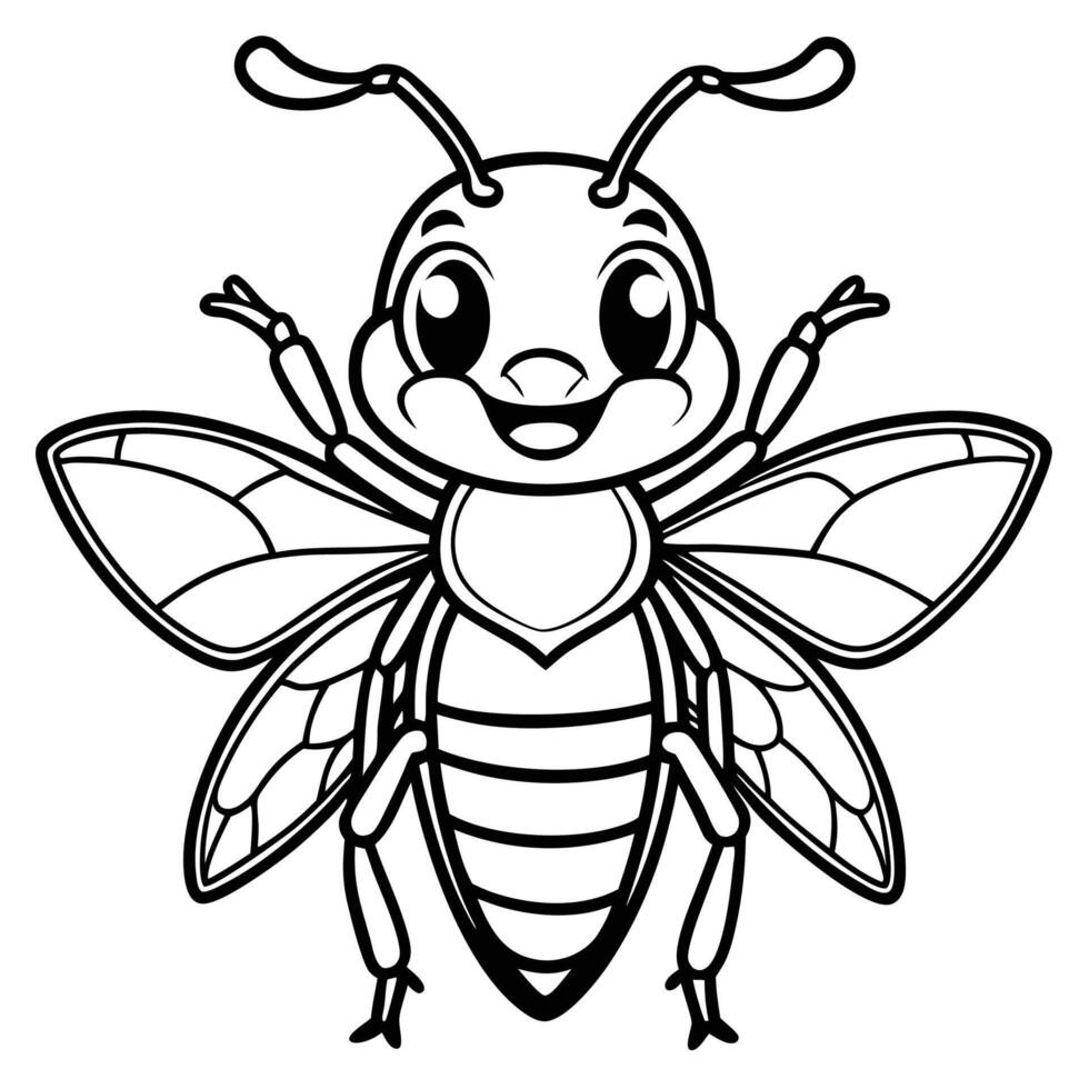 coloring pages for kids with a bee vector