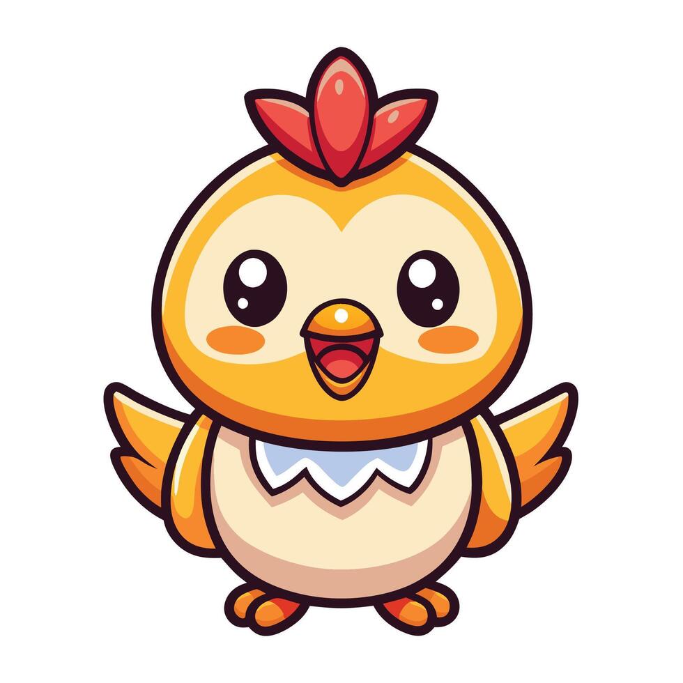 a cartoon chicken with a red head and white feathers vector