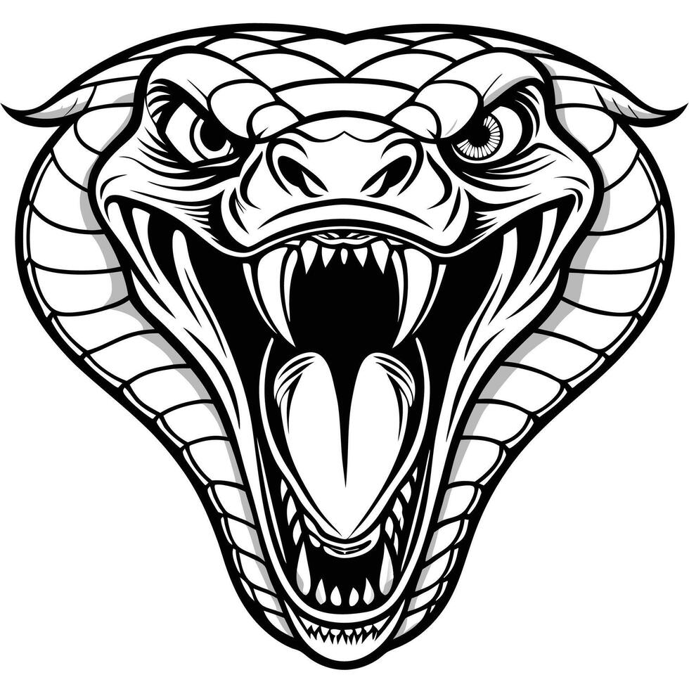 a black and white illustration of a cobra head vector