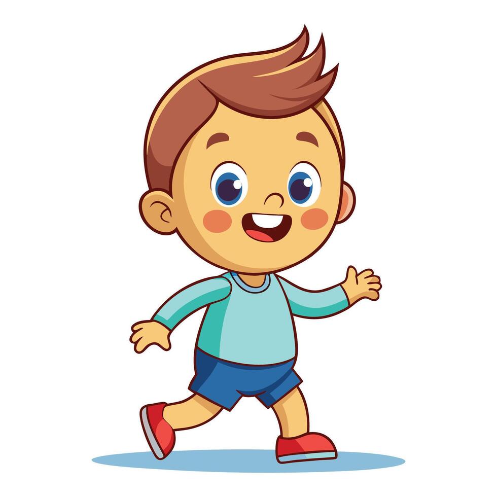 cartoon boy running and smiling vector