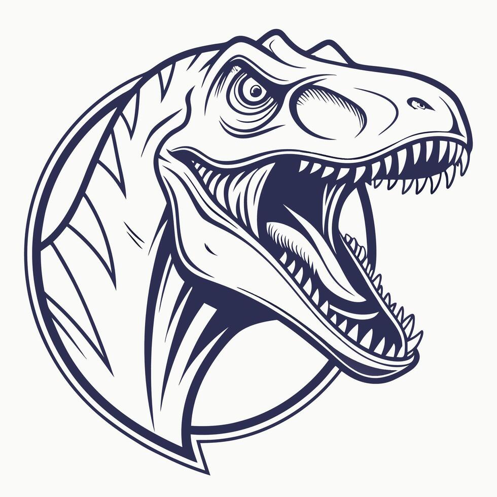 a t - rex head with open mouth and teeth vector