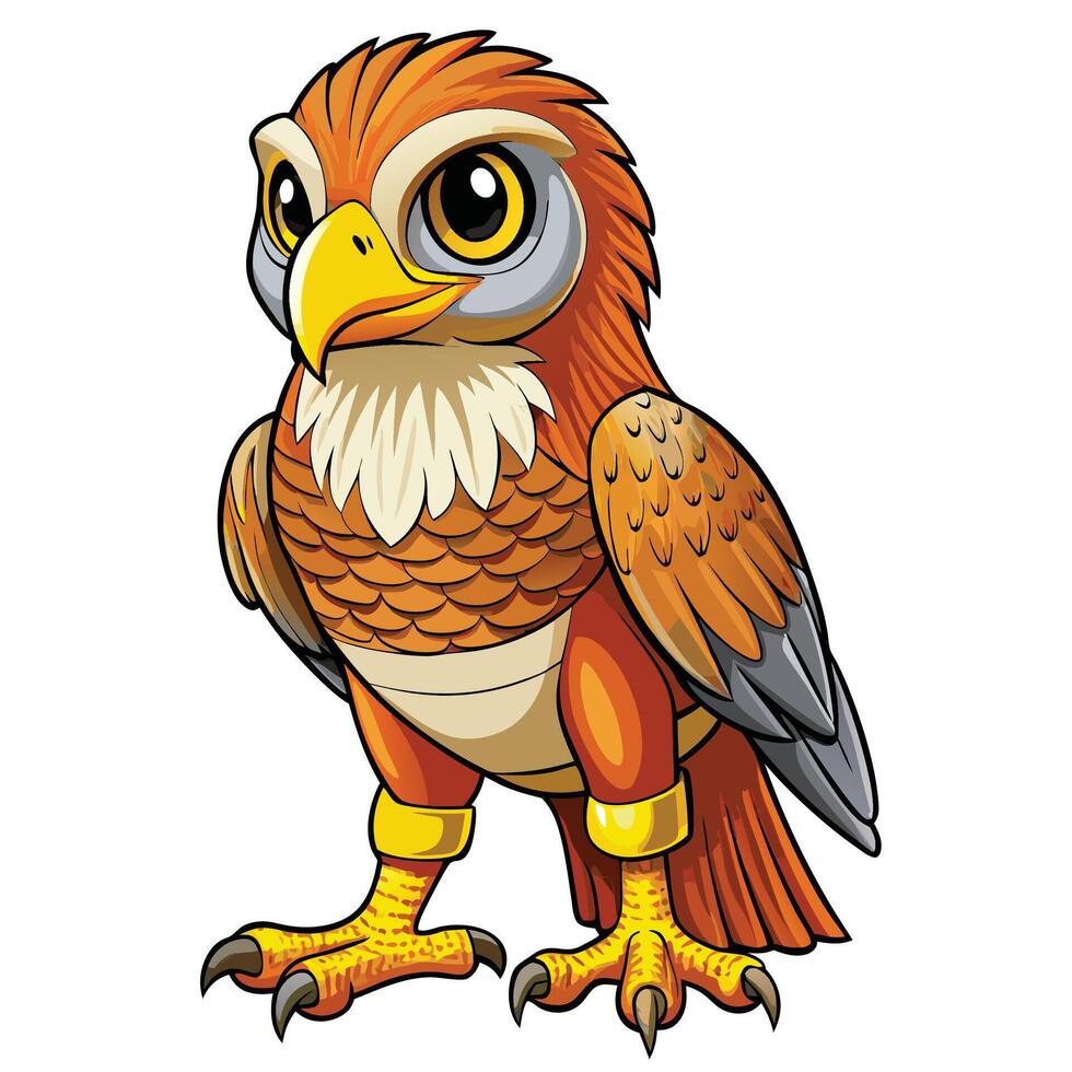 cartoon illustration of a red-tailed hawk vector