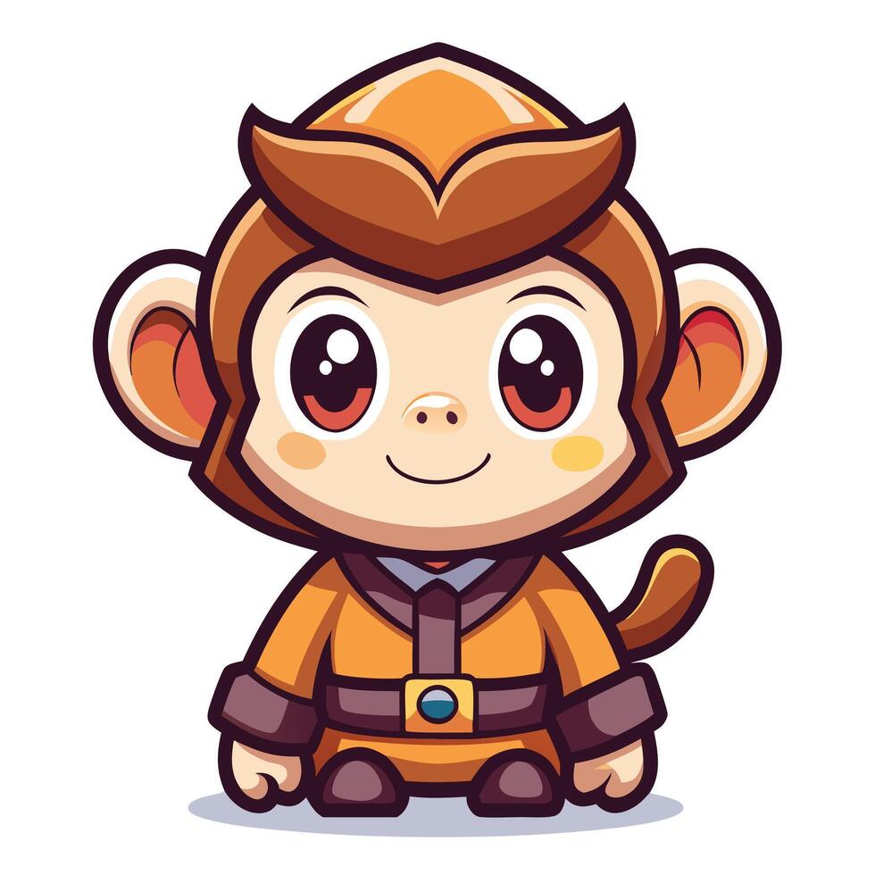 a cartoon monkey in an orange outfit vector