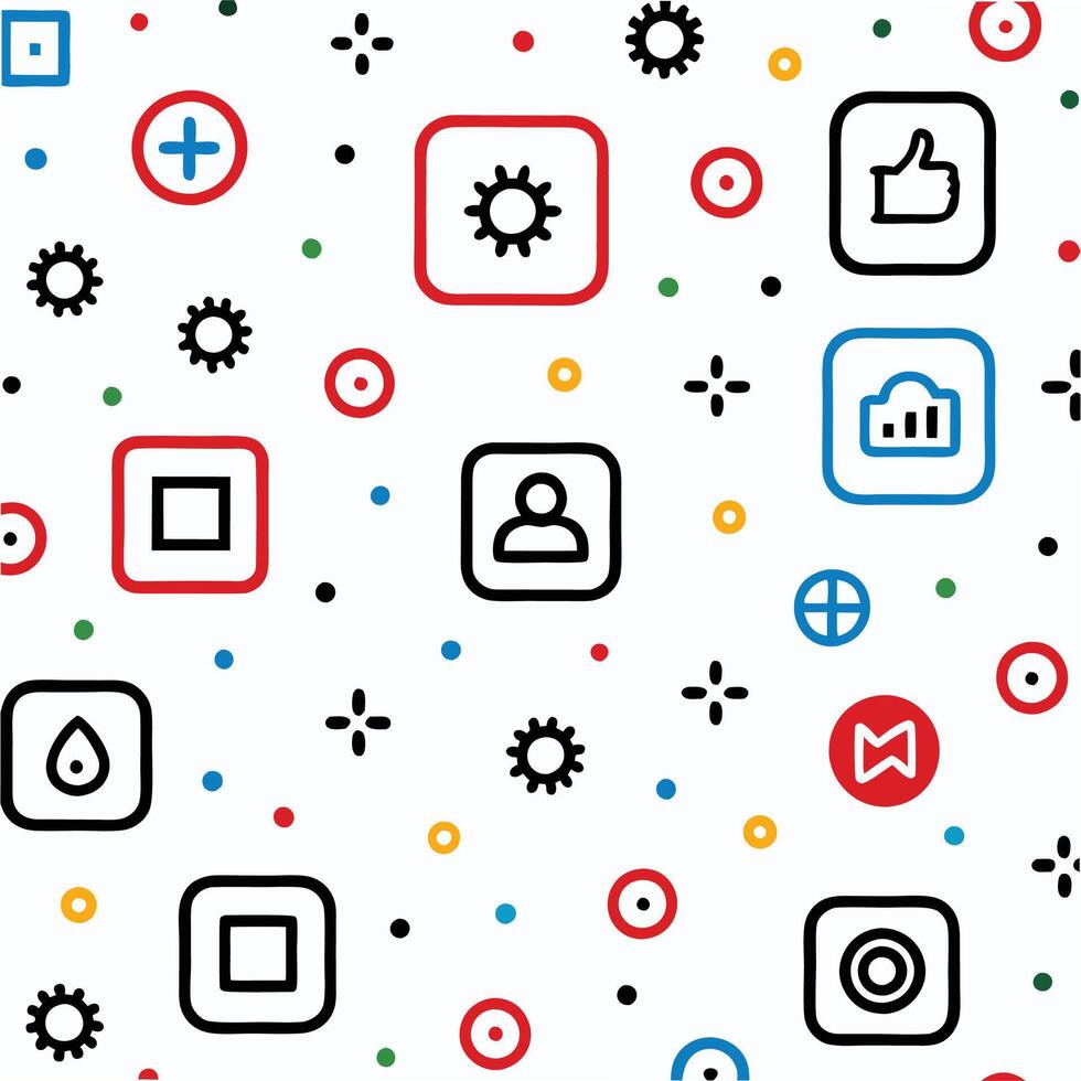 a seamless pattern with icons and symbols vector
