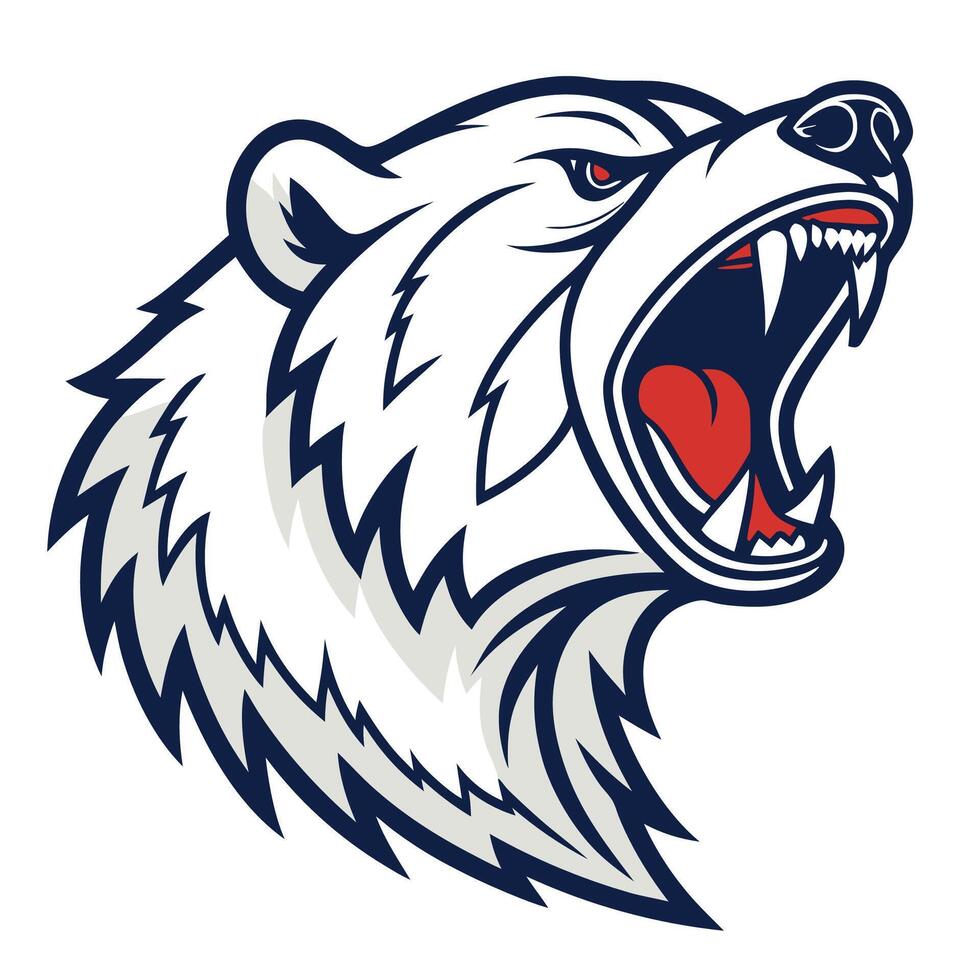 the head of a polar bear with its mouth open vector
