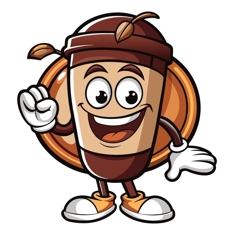 coffee cup mascot character illustration on white background vector