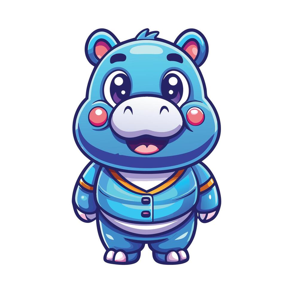 a cartoon blue hippo in a blue suit vector