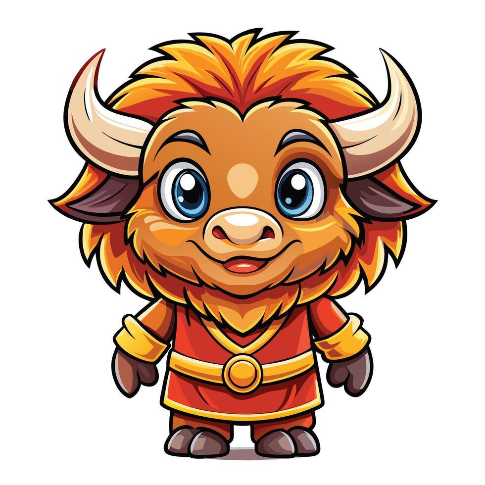 cartoon bison character illustration vector