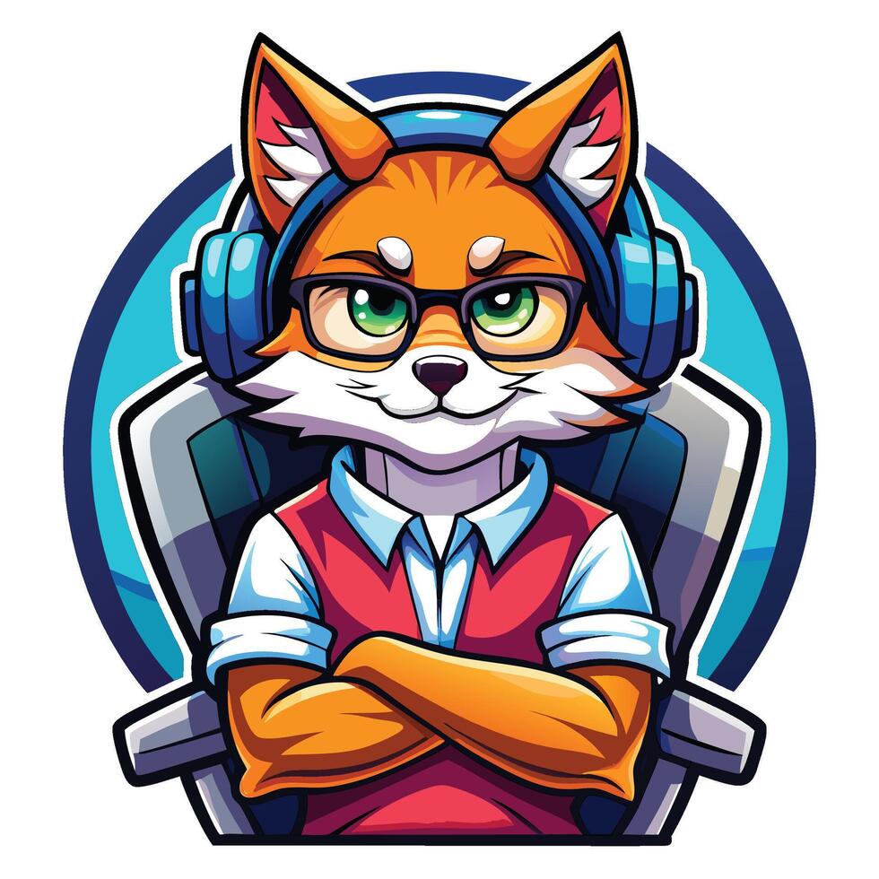 a cartoon fox wearing glasses and a vest vector