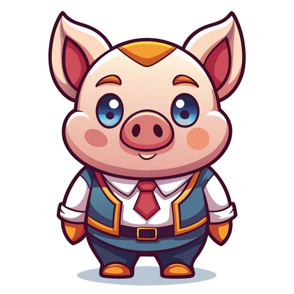 a cartoon pig in a suit and tie vector