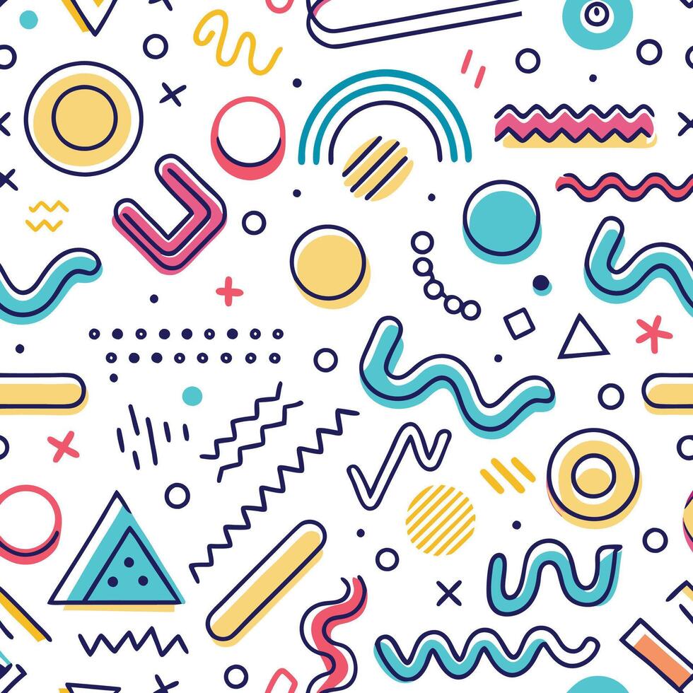 seamless pattern with colorful geometric shapes and lines vector