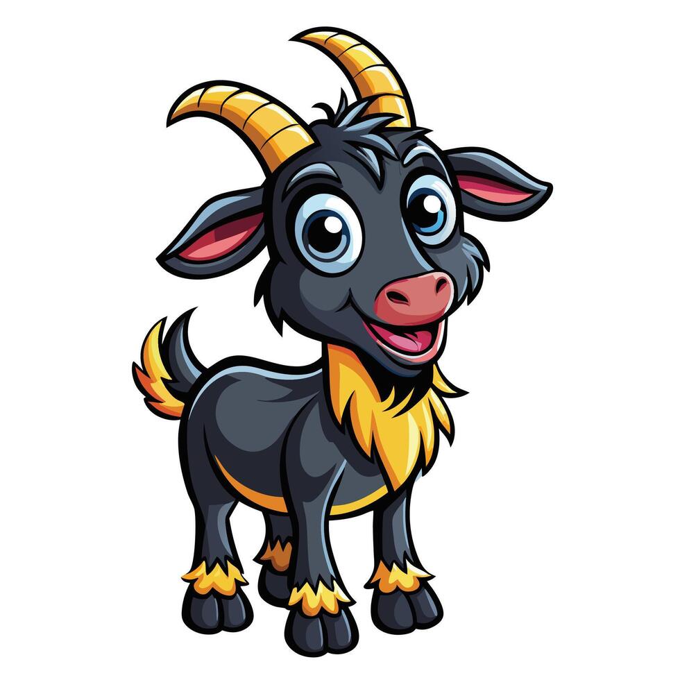 cartoon goat with horns and horns illustration vector