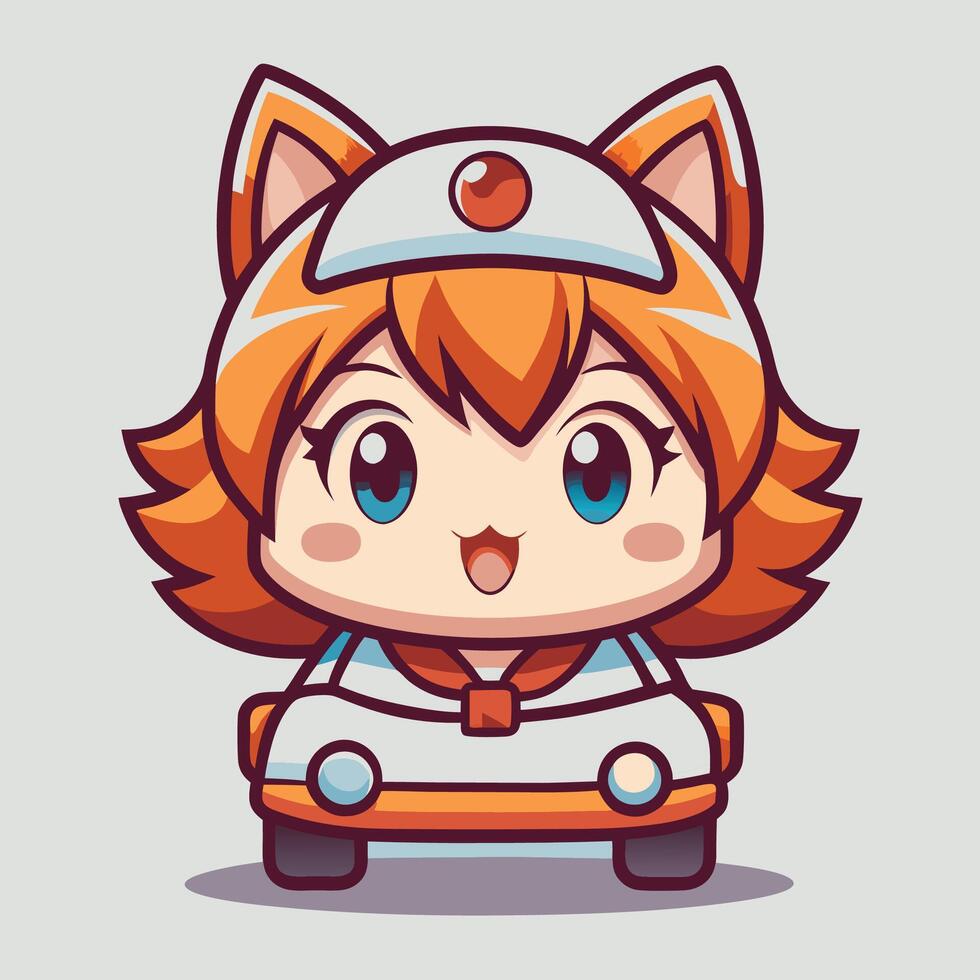 a cartoon cat driving a car vector