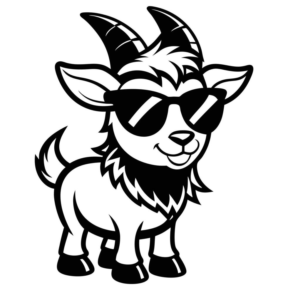 goat wearing sunglasses illustration vector