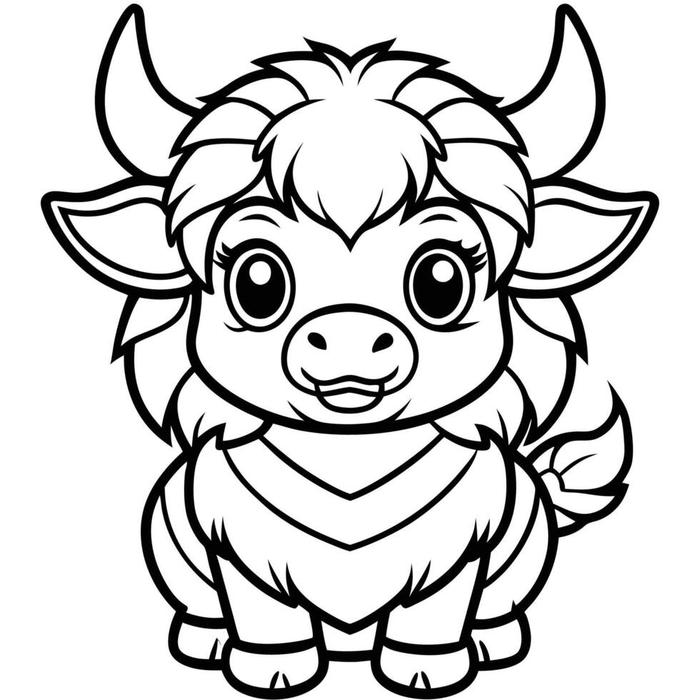a cartoon cow coloring page vector