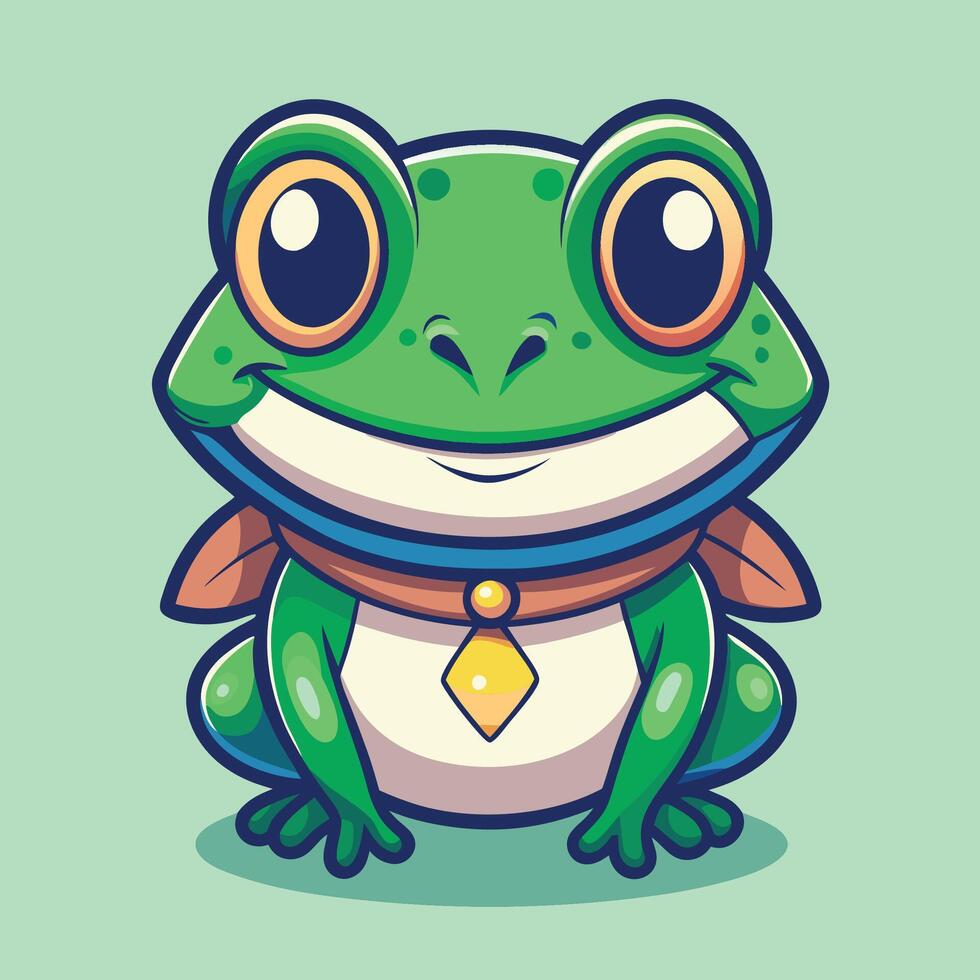 a cartoon frog with a bow tie and a green shirt vector