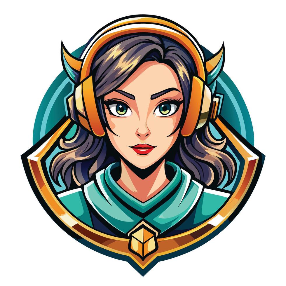 a cartoon girl with headphones on her head vector