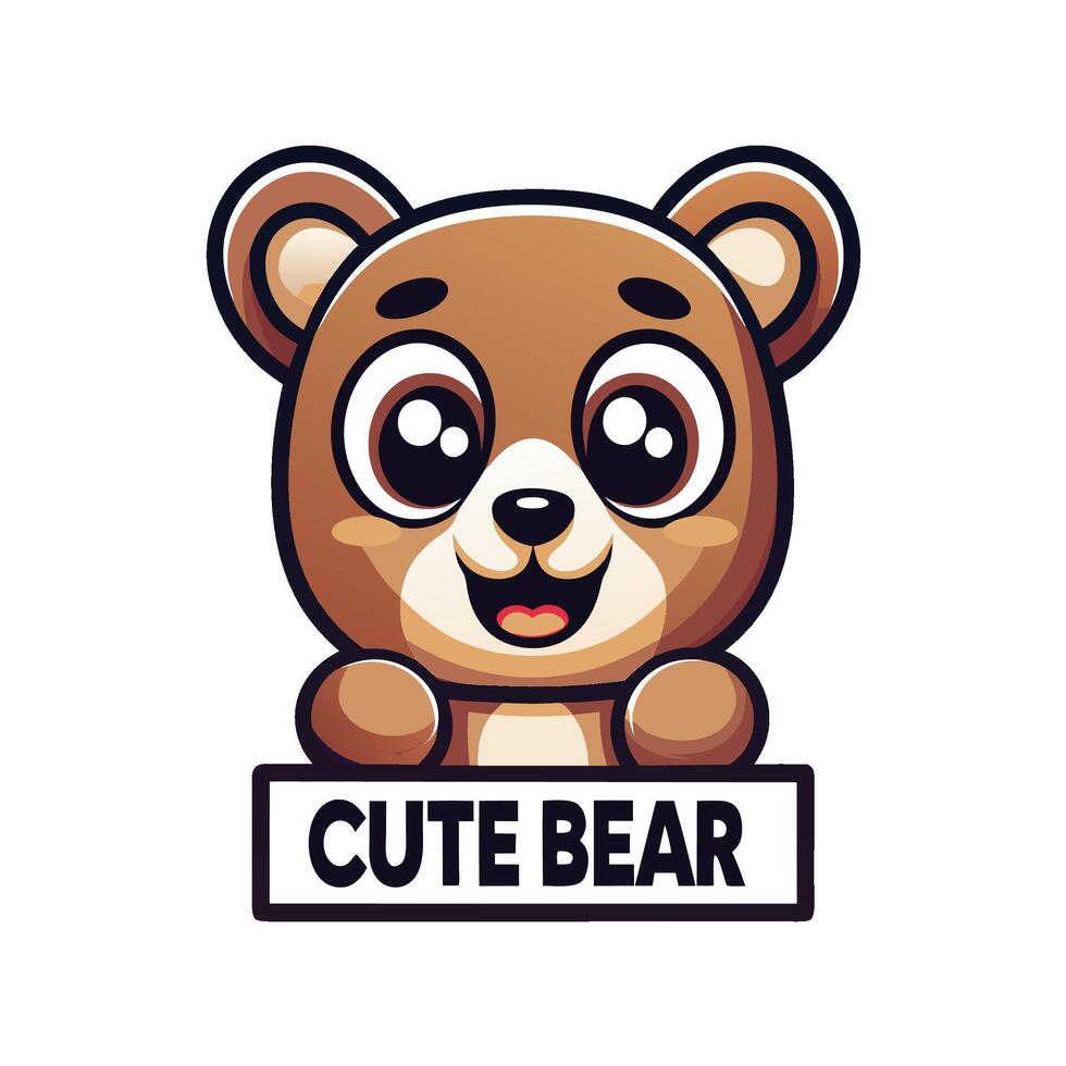 a cute bear with the word cute bear on it vector