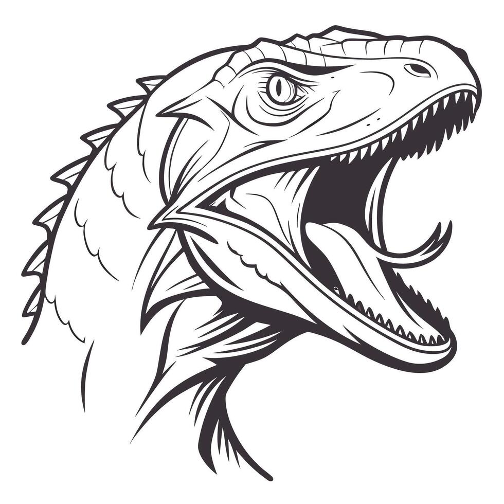 a dinosaur head with its mouth open and its teeth showing vector