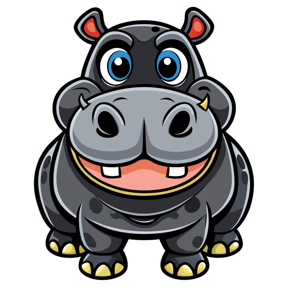cartoon hippo illustration vector