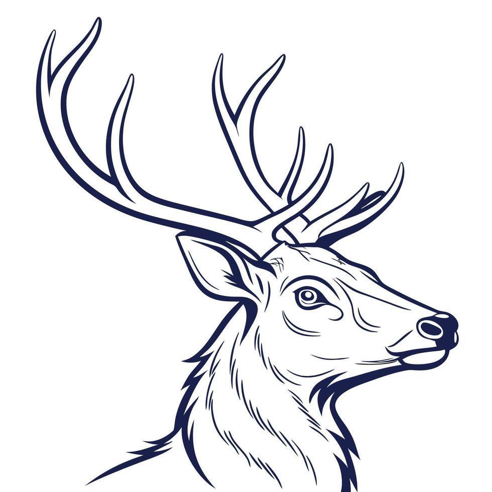 a deer head with horns on it vector