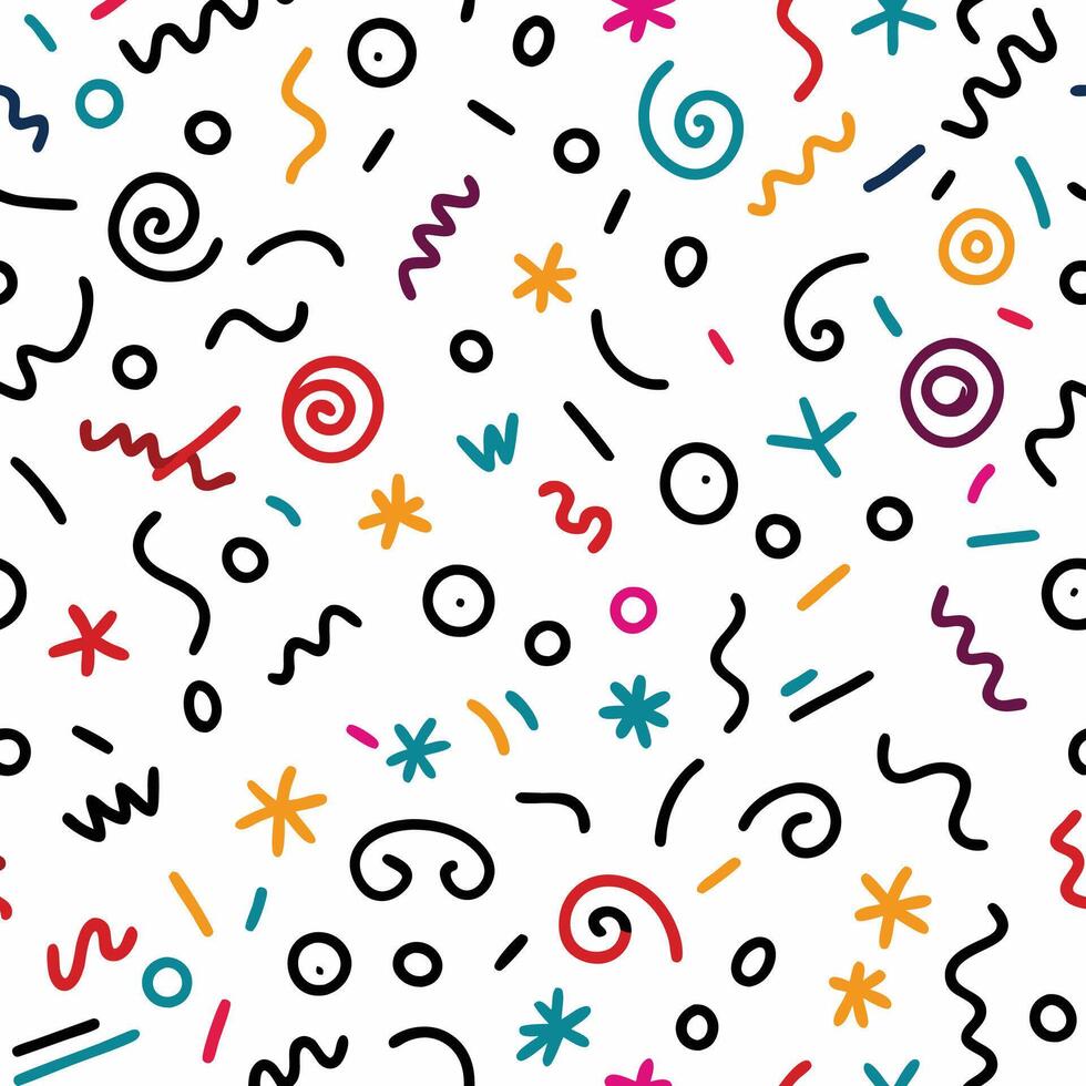seamless pattern with colorful shapes and lines vector