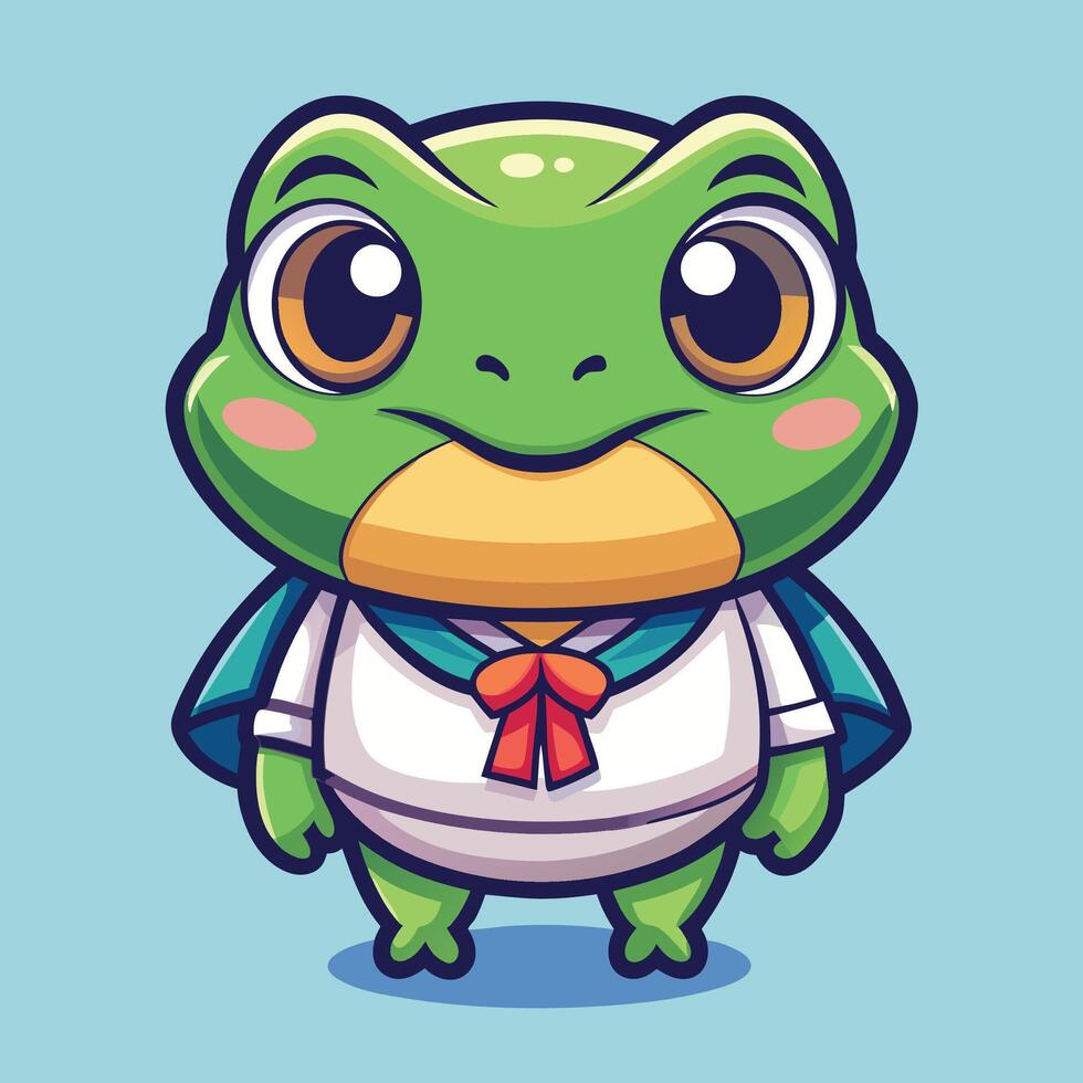 a cartoon frog in a school uniform vector