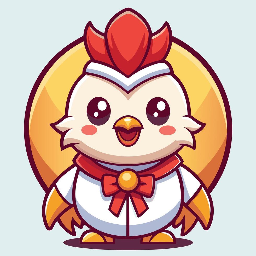 a cartoon chicken character with a bow tie vector